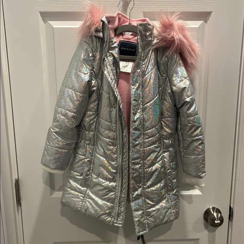Silver and Pink Puffer Jacket
